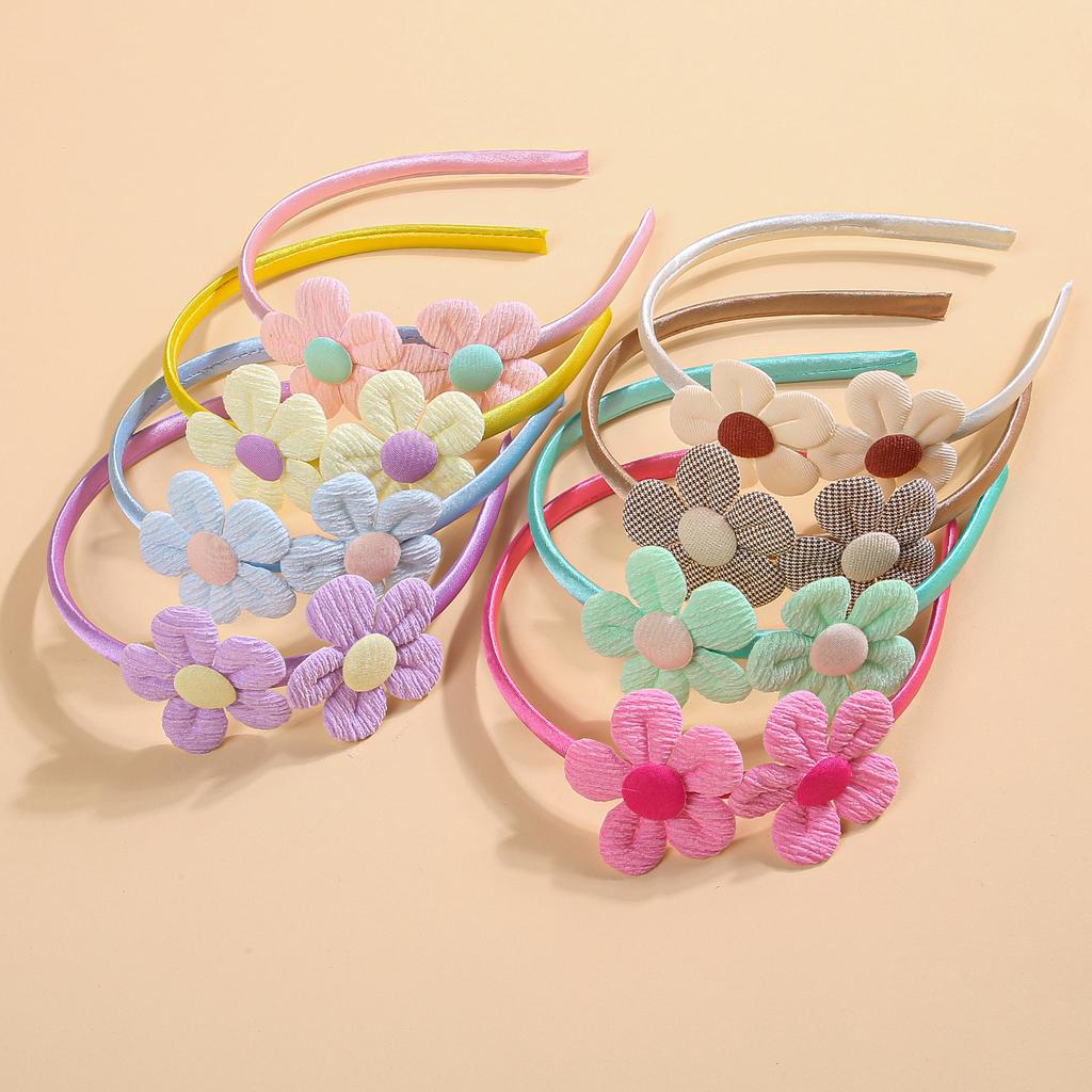 4/8pcs Flower Headbands for Girls Kids Girls Plastic Satin Hairbands Cute Flower Headband Children Hair Aceessories