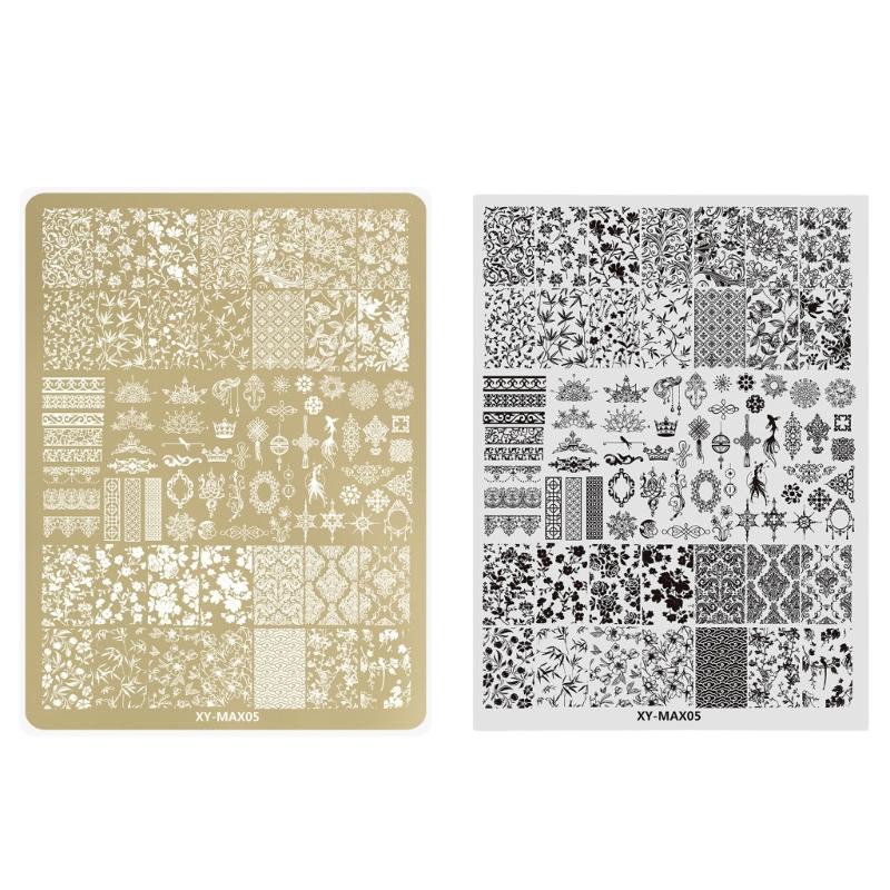 Piastra per Stamping per Unghie Modelli per Nail Art Piastre per Nail Art Floreali in Pizzo per Decorazioni Fai da Te per Unghie Piastre per Stamping per Unghie