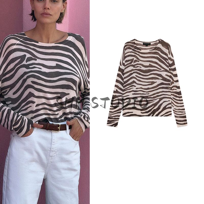 Women's Spring Clothing French Style Design Long Sleeves round Neck Minimalist Casual Thin Needle Knitting Tops 0506005