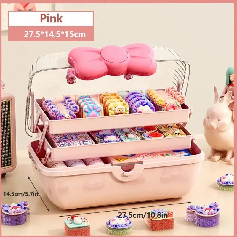 

Коробка для хранения аксессуаров, симпатичная детская заколка для волос, бижутерия, косметическое хранилище для игрушек, настольный пылезащитный чехол для органайзера с крышкой розовый