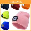 Black Led Knitted Beanie For Outdoor Night Running With Rechargeable Light Feature
