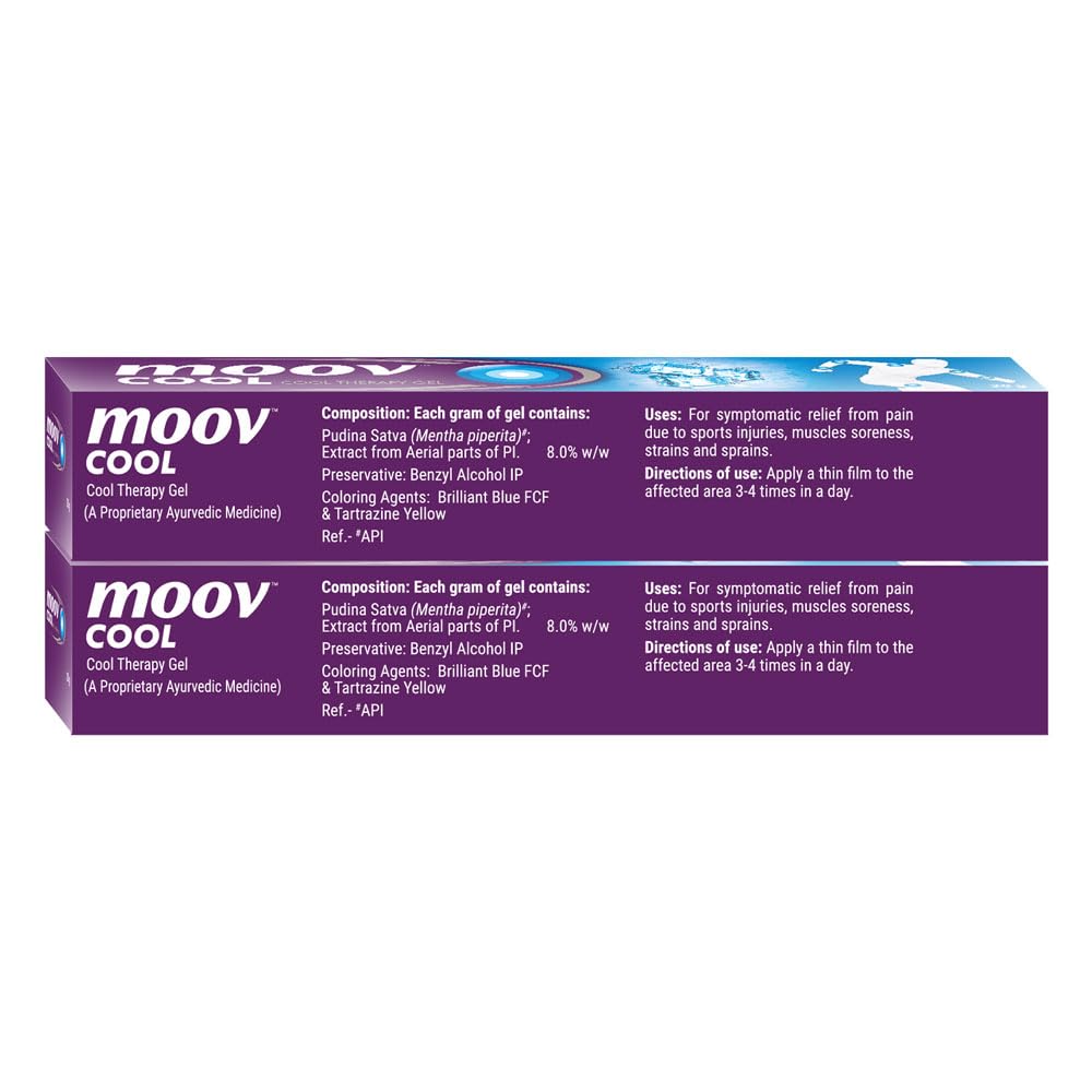 Moov Cool Schmerzlinderungsgel 20g 2er-Pack | Schnell wirkend bei Rücken-, Muskel-, Gelenk-, Knieschmerzen | Sportverletzungsgel