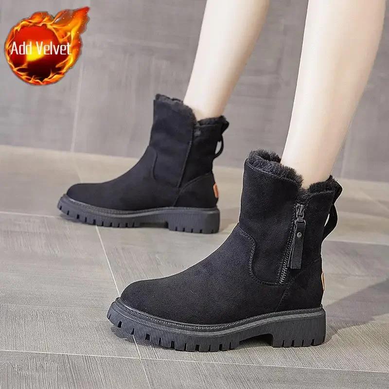 Fashion Booties Shoes for Woman Elegant With Medium Heels Suede Women's Ankle Snow Boots Comfortable Designer Luxury High Quality Boot