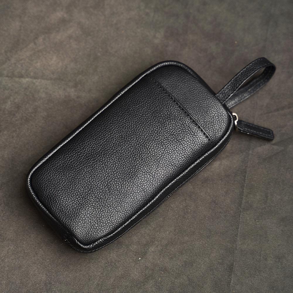 Erste Schicht Rindsleder Lässige Handytasche, Handtasche aus echtem Leder, Reißverschluss-Geldbörse, Aufbewahrungstasche, Japanische Handtasche