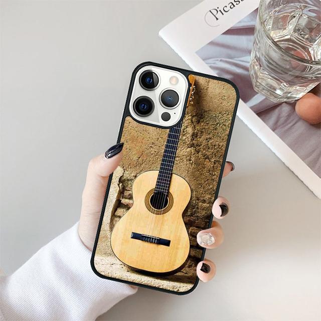 Guitar Music Black Soft Phone Case Cover For iPhone 17 Air 15 16 14 13 12 Pro Max 11 Pro Max Plus Coque Shell
