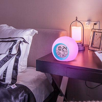 7 Colorful Round LED Light Digital Alarm Clocks Touch Control Kids Children Wake Up  Alarm Clock