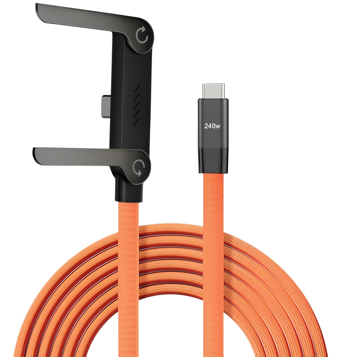 

Braided USB C Cable PD Fast Charging With Foldable Phone Holder For iPhone 15 16 17 Samsung Xiaomi Type C Charger Cable оранжевый