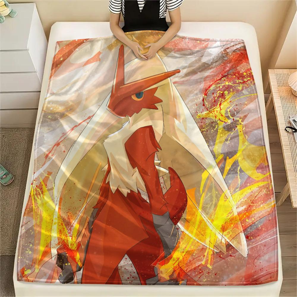 Blaziken Print Flannel Blanket, High Quality Comfortable for All Seasons, Home Decor, Warmth and Comfort