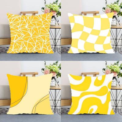 Yellow Geometric Decorative Pattern Pillow Case Cushion Cover Polyester Pillowcase Decorative Sofa Cushion Pillowcase Home Decor