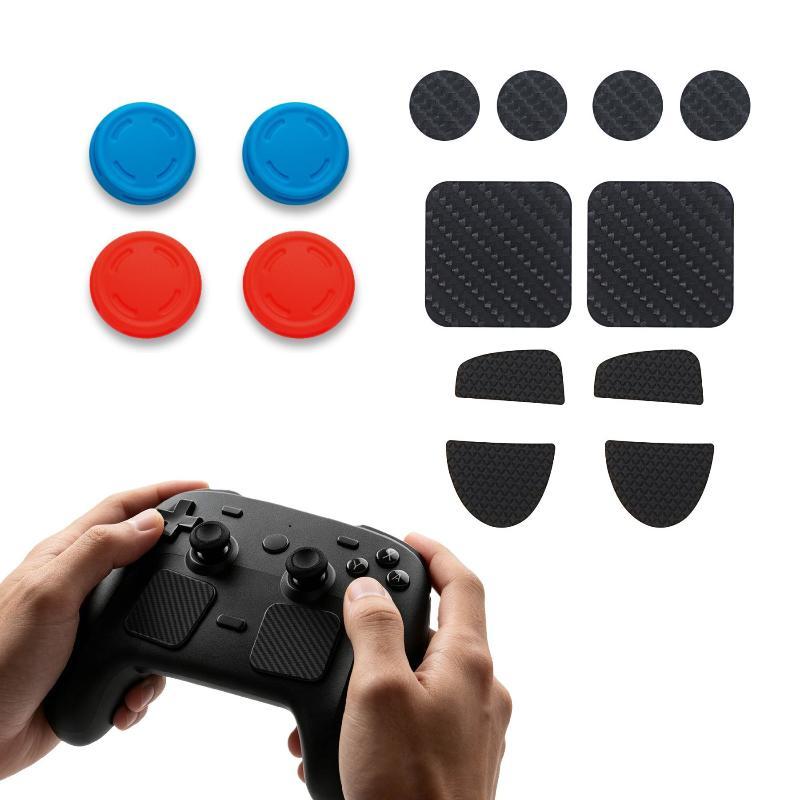 Controller Joystick Cap Button Sticker Kit 10/14Pcs Carbon Fiber Textured Long Lasting for Switch Travel Gaming