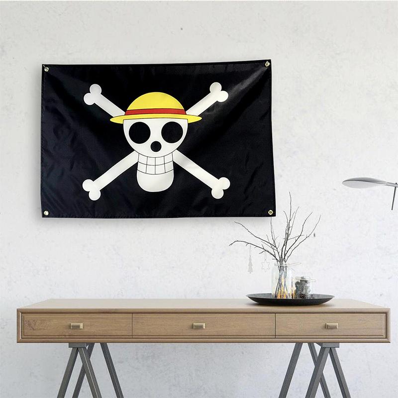 One Piece Pirate Skull Flag Home Bedroom Wall Decor Banner Painting Luffy Straw Hat Pirates Flag Toy Gifts
