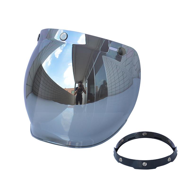 New Bubble Lens Helmet Visor Motorcycle Three-Snap Lens Retro Harley Helmet Electric Vehicle Half Helmet Bubble Visor