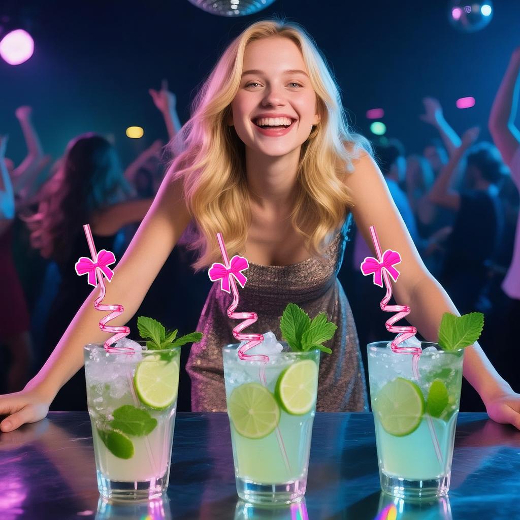 Bow Spiral Straw Cartoon Straw Drink Accessory Party Party 10pcs