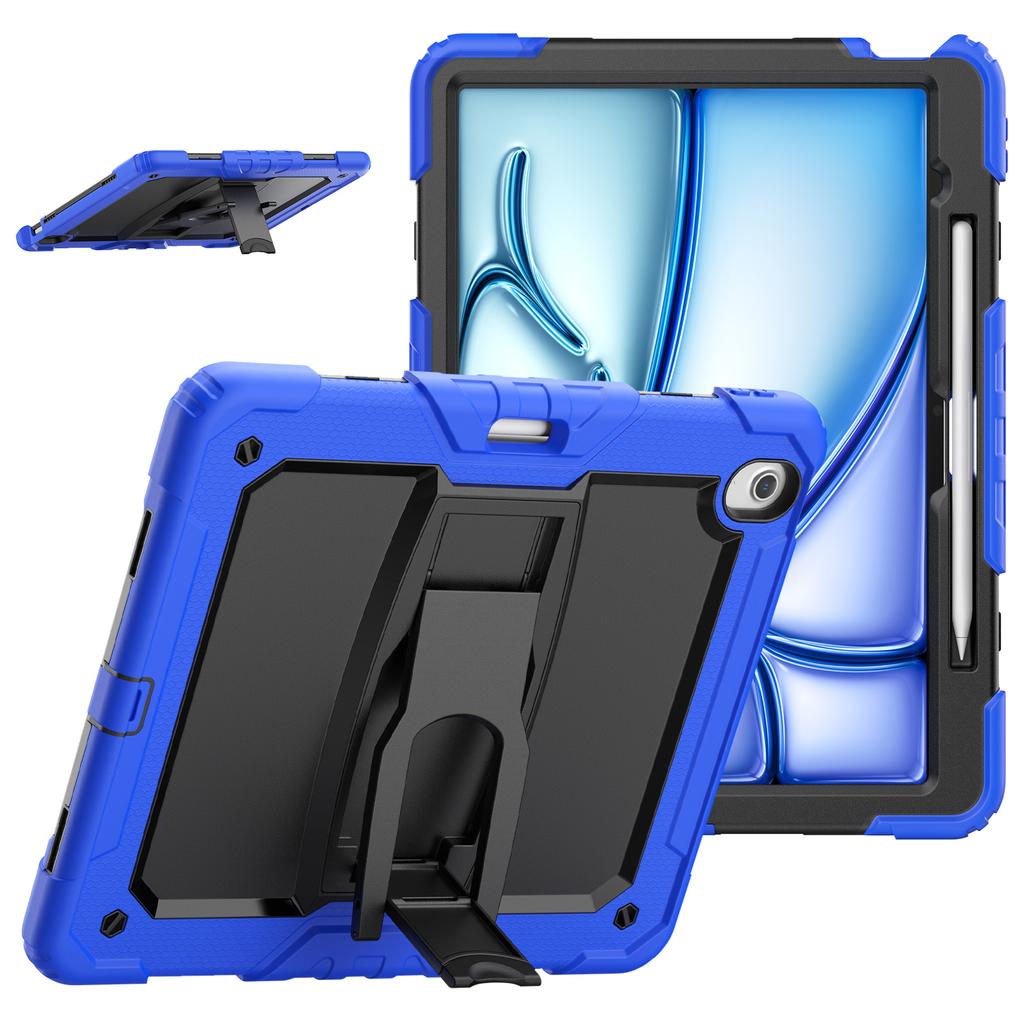 For iPad Air 13 (2025)/(2024) Case PC+Silicone Kickstand Pen Slot Tablet Cover with Shoulder Strap