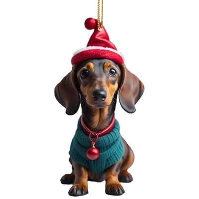Decoración Colgante de Perro de Navidad Adorno Decorativo de Perro para Árbol Multiusos con Sombrero Suministros para Fiesta de Festival Navideño