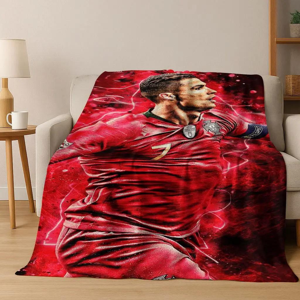 3D Goat Football Star R-Ronaldo Cartoon Art Flannel Blanket,Cozy Soft Throw Blanket for Home Bedroom Bed Sofa Picnic Cover Kid