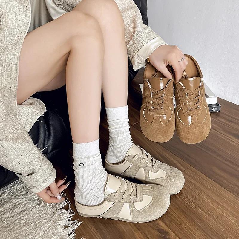 Sommer Neue Damenmode Leichte Slipper Riemen Flache Schuhe Retro Runde Zehe Freizeitschuhe