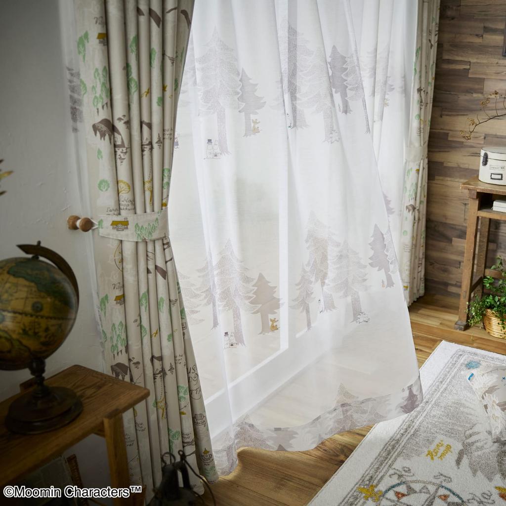 Suminoe MOOMIN Poot Border Voile Curtain Sheer 1 Piece 100 X 198cm GR 342-73883