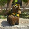 Resin Highland Cow Figurines Spring Sunflower Calf Lovers Gifts Scottish Cow Statue  Garden Decor