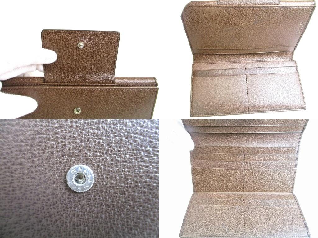 Authentic  BVLGARI Dark Brown Leather Classico Silver H/W Trifold Long Flap Wallet #b171 Open Box