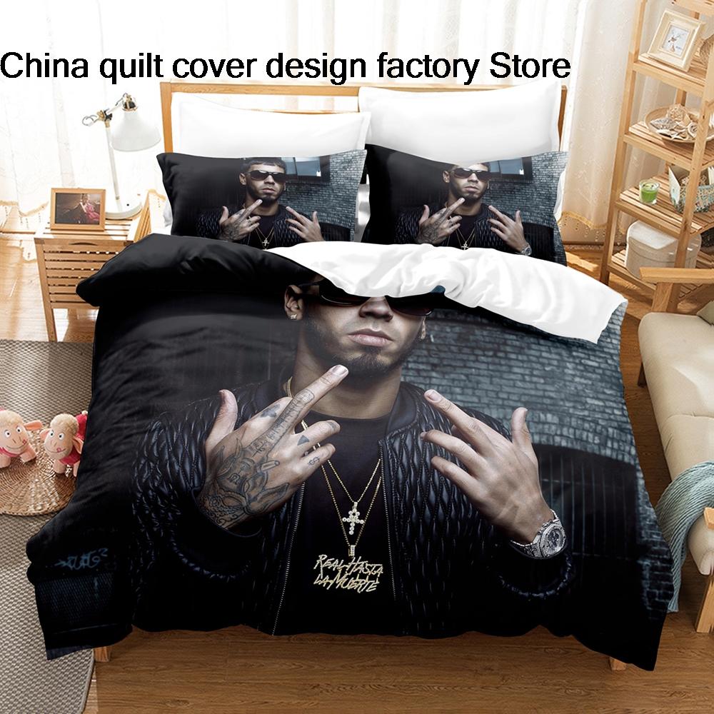 Duvet Cover Pillowcase Rapper Real Hasta La Muerte Bed Linen for Bedroom Decor All Sizes Available 3D Anuel AA Bedding Set 3Pcs