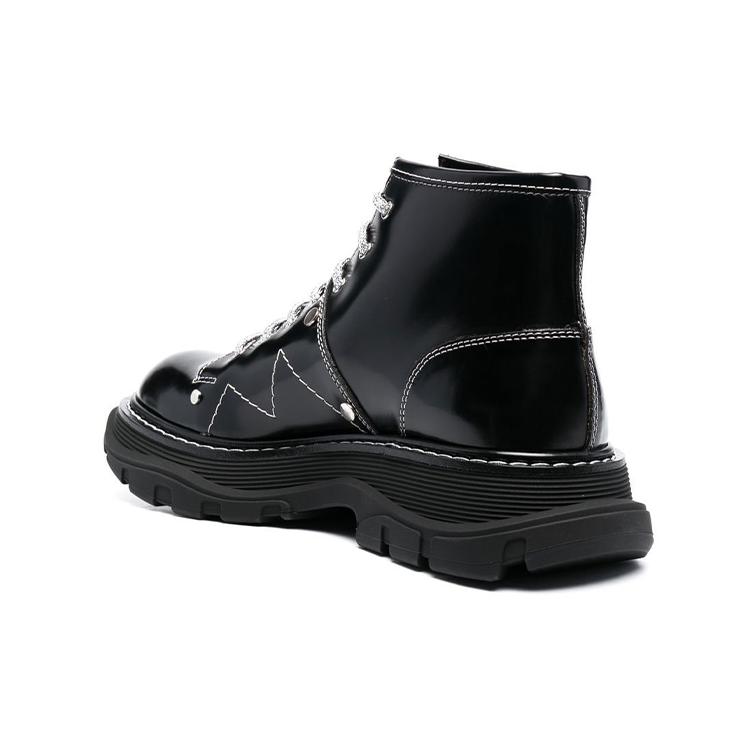 Alexander McQueen Tread Lace up Boots 'Black White' Women's 718366WIC6D1081