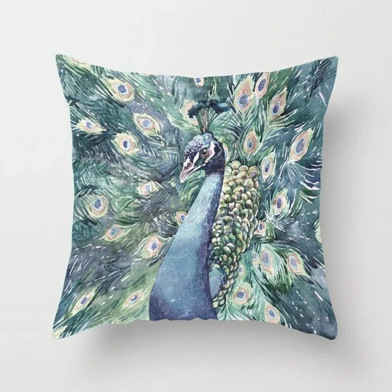 45*45cm Creative Peacock Feather Series Pillowcase Art Life Home Decoration Sofa Office Seat Waist Cushion  Cover