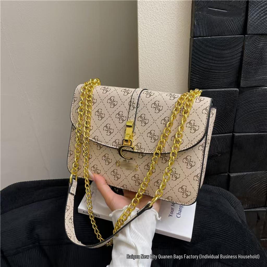 Bolsa Quadrada Pequena de Corrente Texturizada Moderna Europa & América - Moda Feminina 2025 Bolsa de Ombro & Transversal