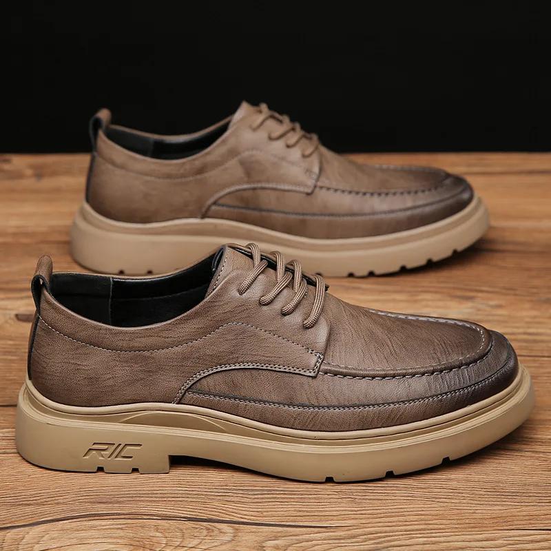 FashionNew Cow Leather Platform Shoes for Men Designer New Casual Soft Bottom Men's Shoes Fashion Spring Autumn Outdoor Shoes Male