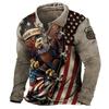 Nautical Sailing Print Long Sleeve Polo, Trendy Casual Wear
