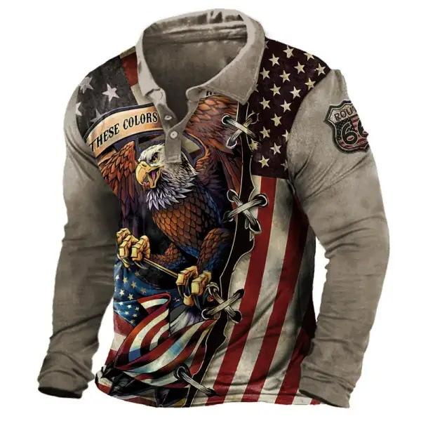Nautical Sailing Print Long Sleeve Polo, Trendy Casual Wear