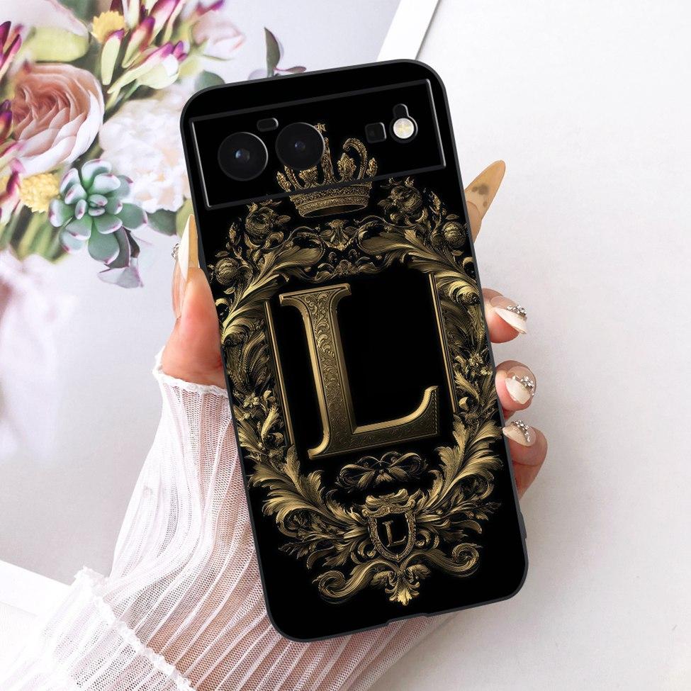 For Google Pixel 6 Case Silicone Luxury Crown A-Z Letters 2D Painted Soft Casing For Google Pixel6 G9S9B GB7N6 G9S9B16 GR1YH