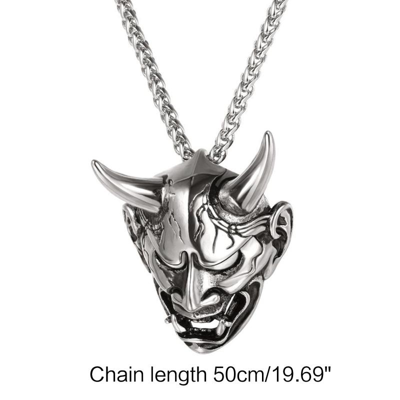 Men's Retro Personality Trendy Hip-hop Punk Fangs Devil for Head Necklace Alloy Pendant Street Shooting Jewelry Necklace