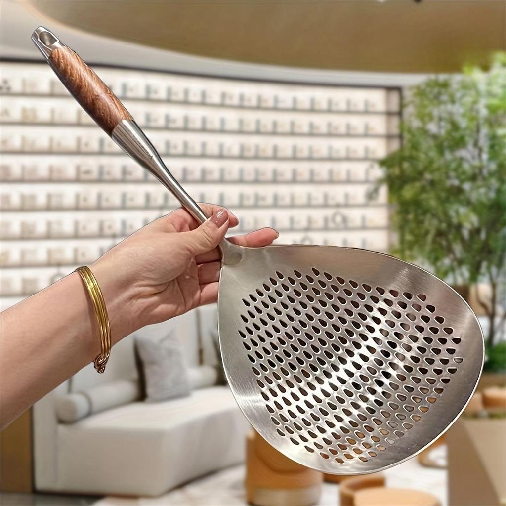 304 Stainless Steel Strainer Ladle Wide Skimmer Spoon Noodle Dumpling Strainer Mesh Scoop Kitchen Filter Tool