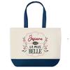 Shopping Bag - PLANETEE - Josiane the Most Beautiful - Blue Background - Cotton 40x45 Cm - Large Size
