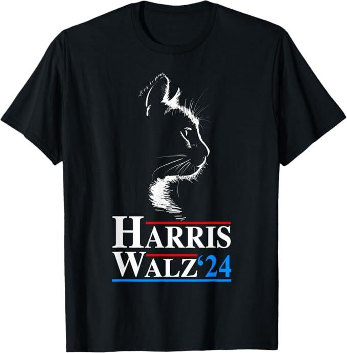 Harris Waltz 2024 Election Funny Cat Kamala Harris Tim Walz T-Shirt