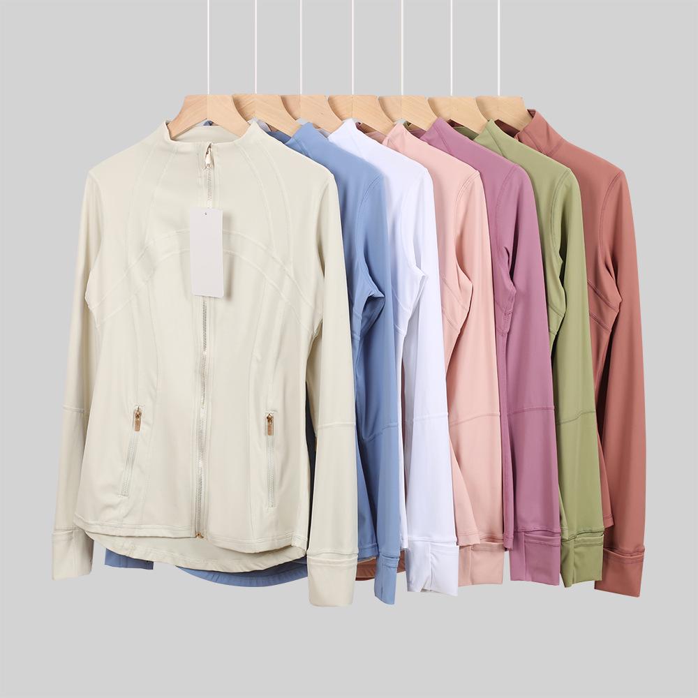 Lulu Original Damen Slim Fit Elastische Formgebende Lange Jacke Mantel mit Stehkragen für Yoga und Laufen