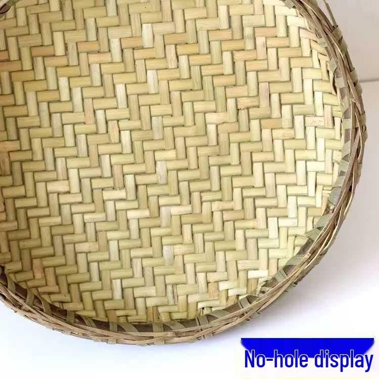 Bamboo Household Winnowing Basket: Perforated & Non-Perforated Bamboo Sieve, Handmade Woven Tray for Dried Goods & Sun-drying Decor