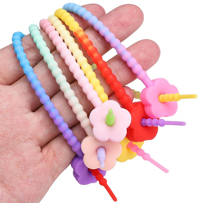 2-10Pcs Silicone Plum Blossom Gradient Keychain