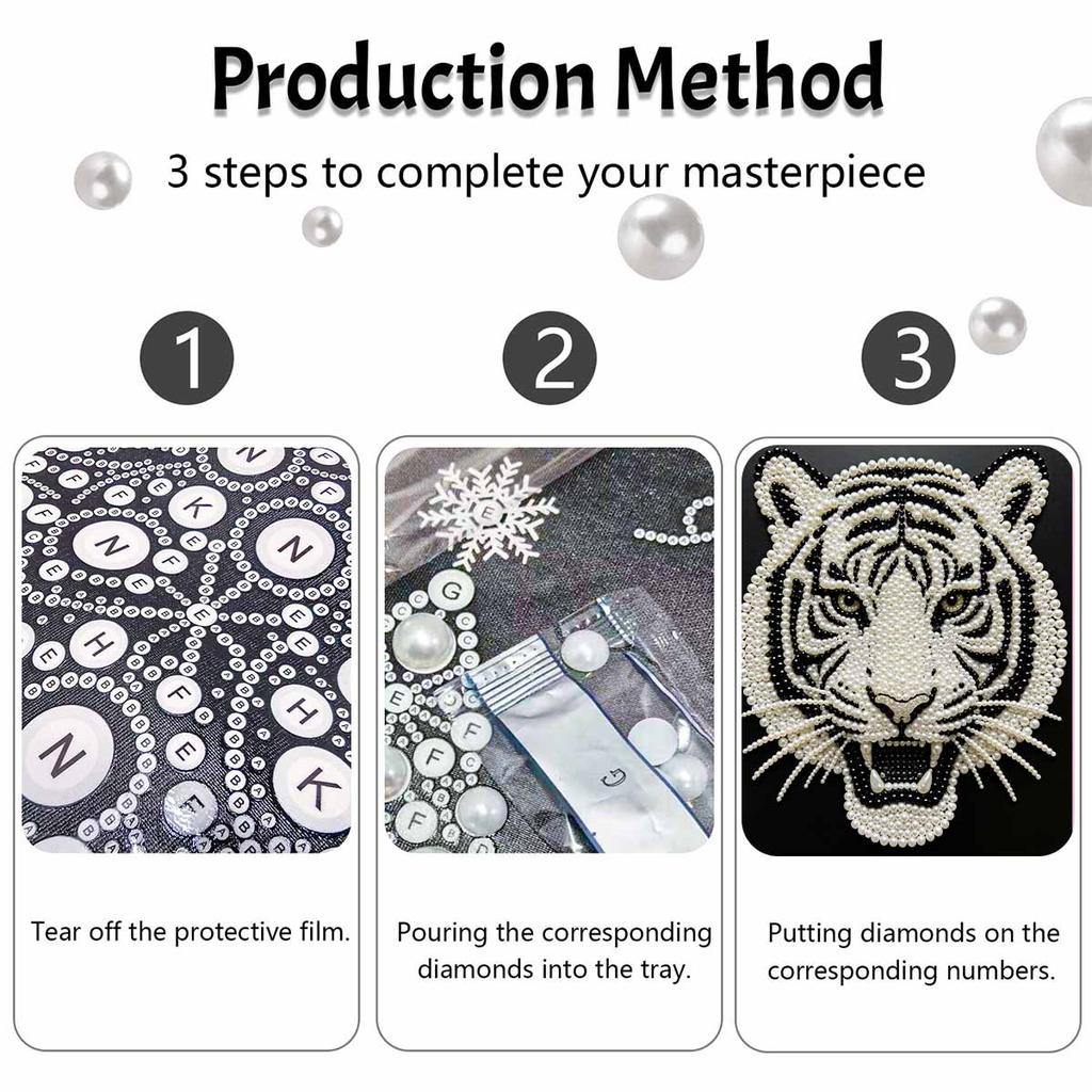 DIY Pearl Diamond Art Painting Kits for Adult and Beginners, Fierce Tiger Sparkling Painting Craft Home Wall Decor Handmade Gift