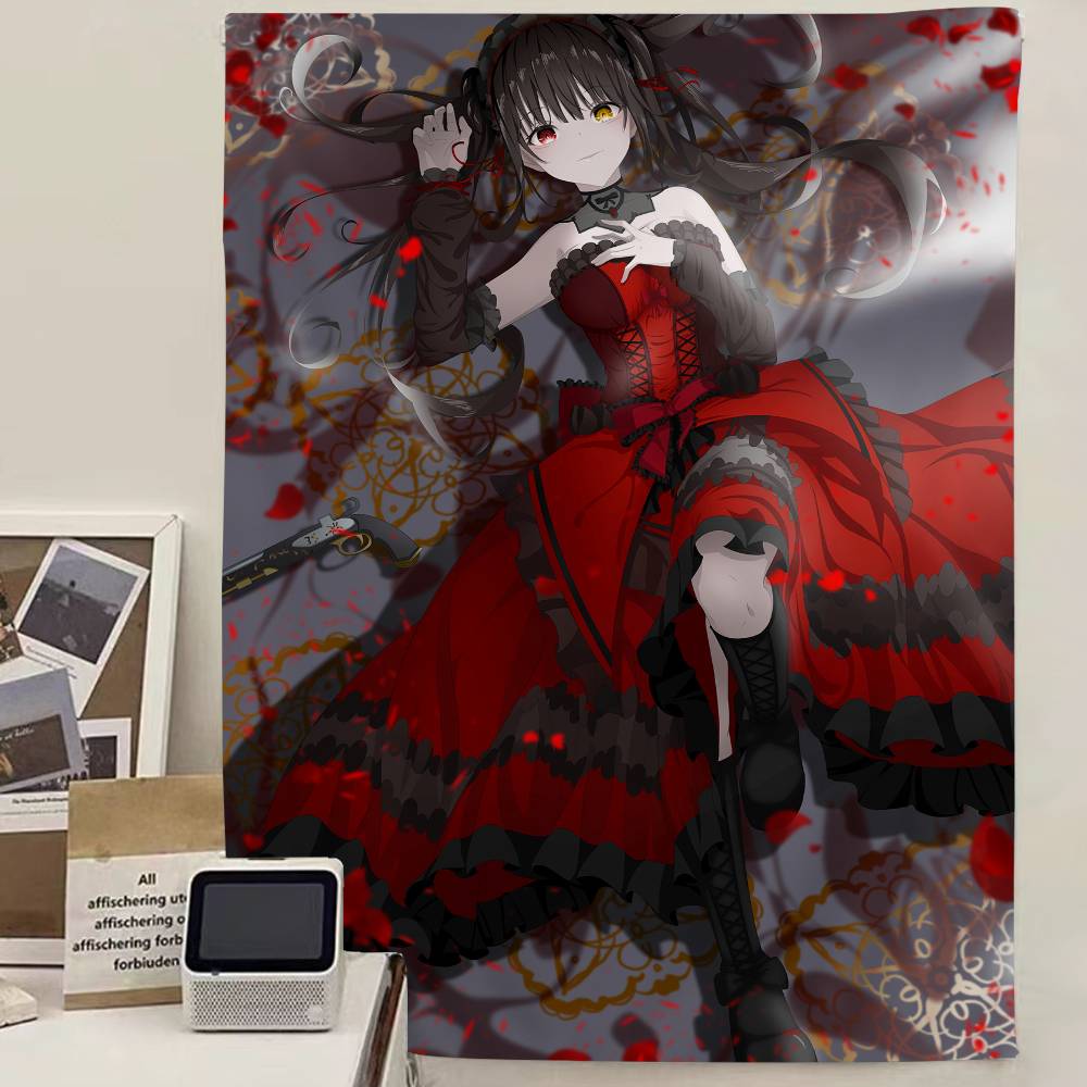 Cool And Cute T-Tokisaki Kurumi Anime Anime Tapestry Hanging Tarot Hippie Wall Rugs Dorm Home Decor