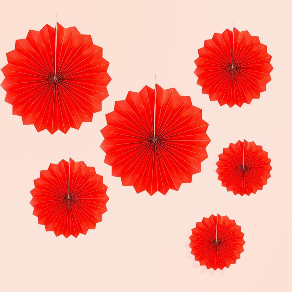 Vibrant Set Of 6 Paper Fans For Party Decoration And Atmosphere Enhancement