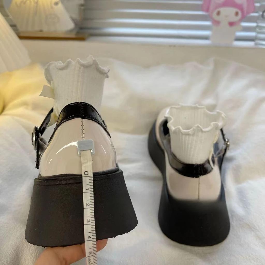 Fashion With Bow Women's Shoes Medium Heels Platform Japanese Style Lolita Round Toe Ladies Pumps Gothic Mary Jane Chic Point Shoe 39
