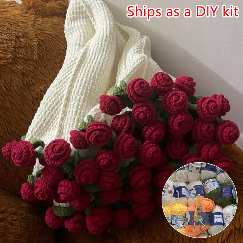 Handmade Wool Diy Bouquet Blanket Crochet Blanket Gift For Mother,Girlfriend,Sofa Blanket Surprise Flower Bouquet
