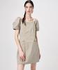 Etmont Stitch Puff Mini Dress, Light Khaki