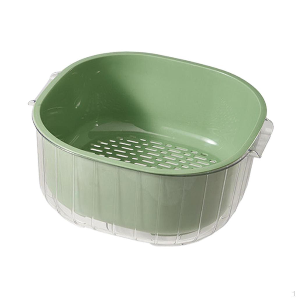 2 Layer Vegetable Washing Basket Kitchen Strainer Colander Bowl, in 1 Cleaning Drain
