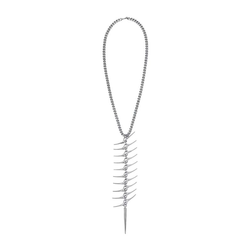 Artistic Silver Fishbone Chokers Ergonomic Neck Chain Gothic Jewelry With Thorn Detailing For Special Occasions