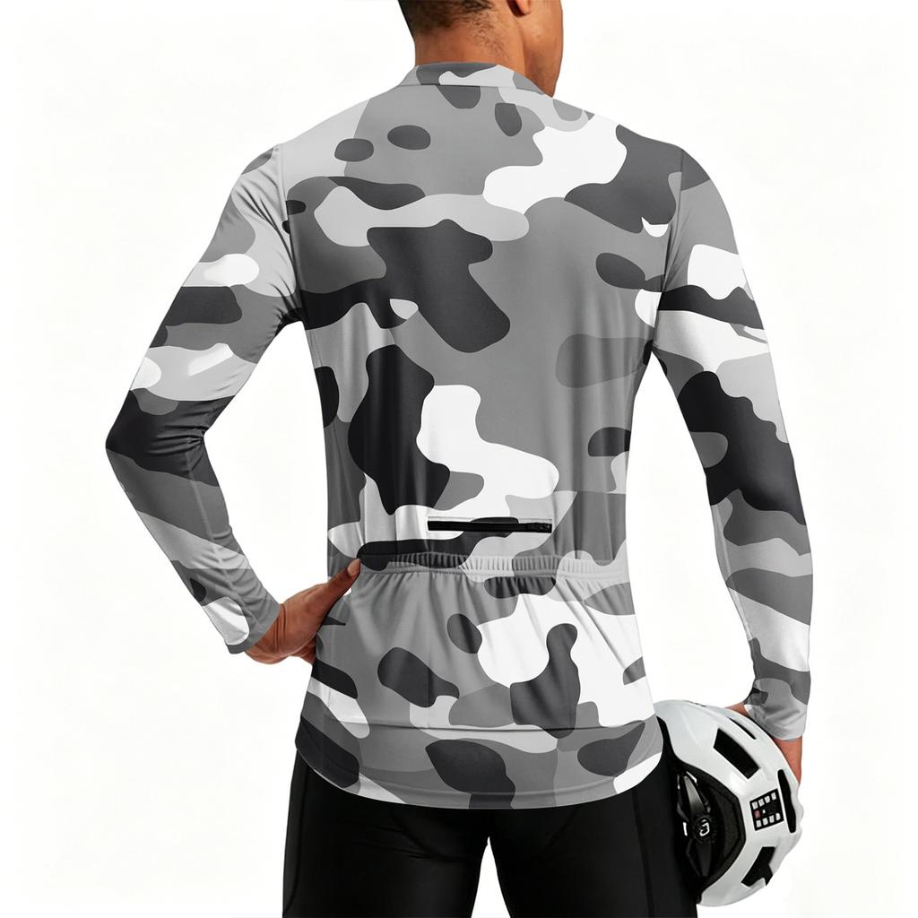 Men's Long Sleeve Cycling Jersey Breathable Quick Dry Half Zip Pullover Lightweight Athletic Top for Outdoor Sports
