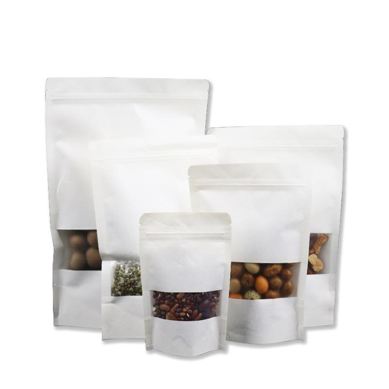 Frosted White Self-Standing Kraft Paper Sealable Food Bag