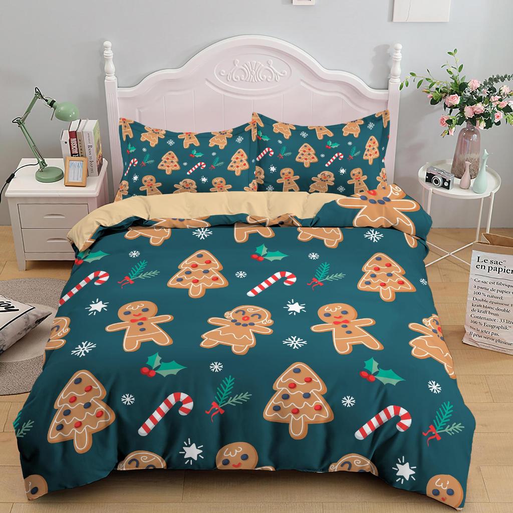 3D Christmas Bedding Set Christmas Atmosphere Decoration HD Printing Duvet Cover 2/3 Pieces AU/EU/US/UK/DE Full-size Soft Home Decoration